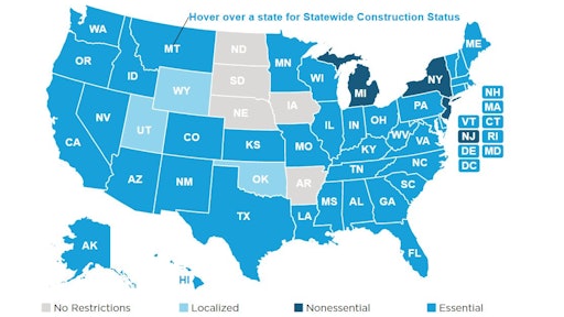 Click on the links in the story to reach ConstructConnect's interactive map to get detail on states' decisions on construction's work status.