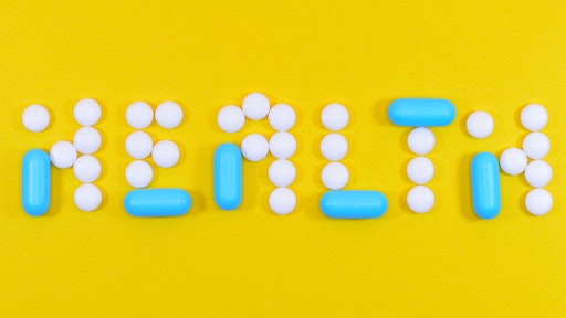 White And Blue Health Pill And Tablet Letter Cutout On 806427