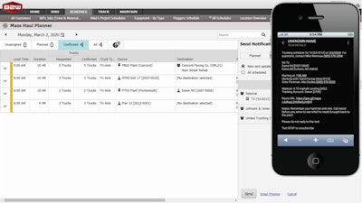 Enhancements to B2W Schedule allow contractors to manage trucking orders and assignments with online visibility and real-time agility and to communicate with drivers via email or text messaging.