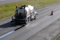 What’s unique about a void-reducing asphalt membrane is that it is applied beneath the asphalt mat before the mat is placed. It is sprayed beneath where the longitudinal joint will be.