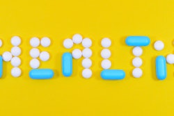 White And Blue Health Pill And Tablet Letter Cutout On 806427
