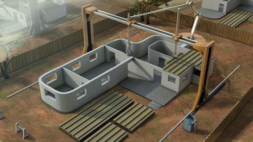 Unlike other mortar-based 3D printable products, the advanced concrete mix produced by QUIKRETE is formulated to include coarse aggregate specifically for use with CC Corp’s proprietary 3D printing system.