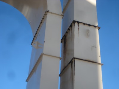 RFO condensables stream down an exhaust stack at a new facility.