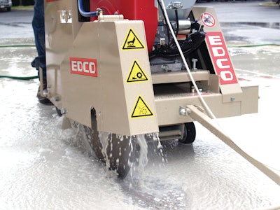 When wet cutting with diamond blades, make sure you have ample water on the blade for dust suppression to prevent hazardous silica dust from becoming airborne.