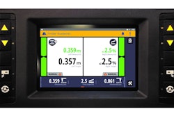 The Trimble Roadworks paving control application runs on a 7-in. TD510 touchscreen display.