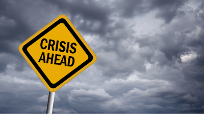 Crisis Ahead Road Sign