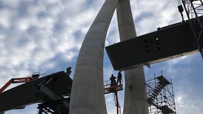 Ohio bridge's concrete keyhole tower is 169 ft tall.