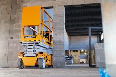 The compact dimensions of the PS-1930 allow the unit to fit through standard doors and elevators without an operator exiting the lift to fold down the rails.