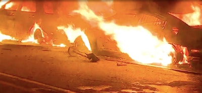 The project is a $10,000 job being done as a courtesy to Grand Rapids — free of charge — to help repair the city after seven car fires in the riots.