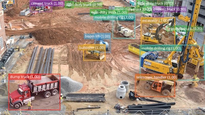 Earthcam’s artificial intelligence automates visual inspections and logs for 19 different vehicle classifications. Each hour, 24/7, a log entry is automatically created with a list of all detected equipment accompanied by an annotated photograph so you can visually verify when equipment arrives on site, is in use and when it is removed.