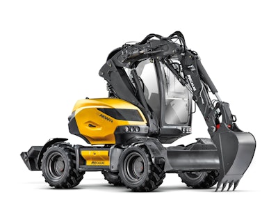 Mecalac started with a clean sheet design to overcome traditional shortcomings of wheeled excavators. One of the results is a low center of gravity.