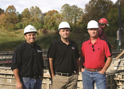 Bruce Neale, right, president and CEO of Modern Foundations, on site with his sons Mike Neale, middle, president of MFI Concrete, and Jason Neale, left, president of Stone Shooters, Inc.