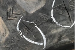 Shown is radial cracking in the upper sidewall due to under-inflation.