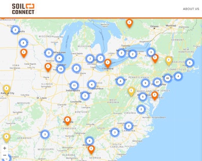A 'pin drop' indicates where people have material available or where they are looking for it. The app includes the type of soil, any cost involved, restrictions and more.
