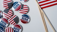 American Flags And Pins On White Background 4669109