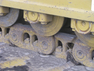 Steel undercarriage is expensive to replace and is designed so components wear out evenly. An experienced operator can ensure even wear, allowing the components to achieve maximum life.