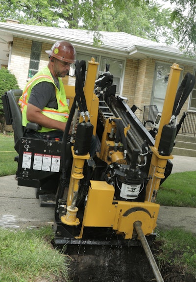 Compact directional drills such as Vermeer's D8x12 Navigator require fewer people to operate and their compact size lessens the damage to established landscaping.
