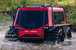 Watertight construction of the Fat Truck protects components and 5-ft.-tall tires with automatic inflation technology help it move through harsh terrain and water.