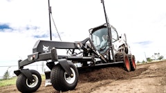 The the grader attachment has a blade that moves six or eight different ways to grade any surface. The bolster oscillates to minimize the effect of uneven ground, delivering consistent grading performance in a variety of environments.