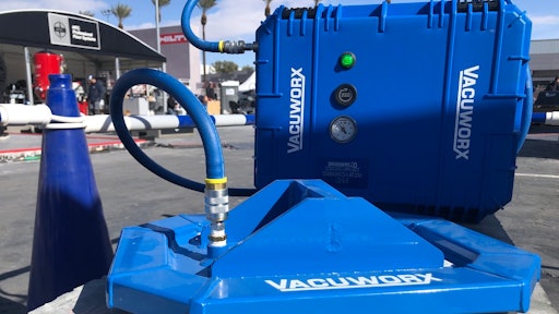 The Vacuworx PHD Portable Vacuum Lifting System weighs 25 lbs. and generates enough power to lift up to 2,500 lbs.