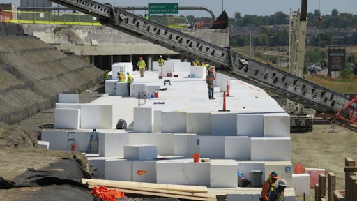 Geofoam placed during the rebuilt of the CDOT US 36 highway collapse in 2019.