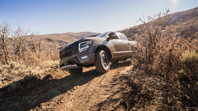 The 2021 TITAN is powered by Nissan’s 5.6-liter Endurance V8 gasoline engine rated at 400 hp and 413 lb-ft of torque. The engine is mated with a 9-speed automatic transmission with a large final gear ratio of 3.692:1