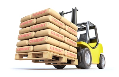 Cement on fork truck