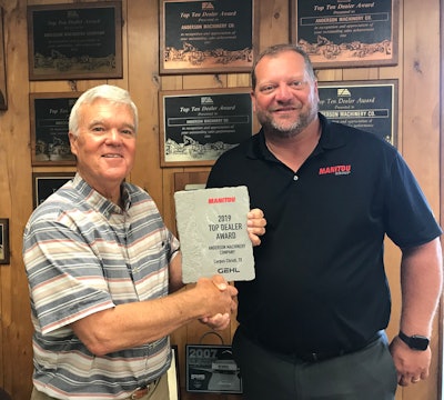 Left: Jim Anderson, owner of Anderson Machinery Company Right: Chris Shoots, Manitou group regional sales manager