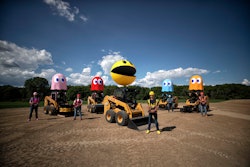 During the video, the five players race their machines around the exact 3D replica of the iconic PAC-MAN™ board to simulate gameplay of the original arcade game. The movement is all done through remote control operation far above the constructed maze, utilizing 236D3 Skid Steer loaders from The Cat Rental Store.