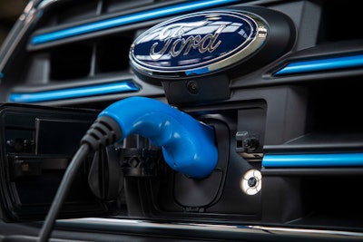 E-Transit is the first all-electric cargo van from a full-line automaker in North America and offers a choice of eight configurations including three roof heights and three lengths, plus chassis cab and cutaway models; with an electric motor targeting 266 hp.
