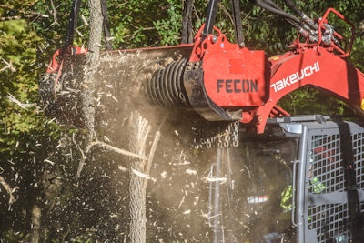 Drum mulchers are well suited for taking down larger diameter trees.