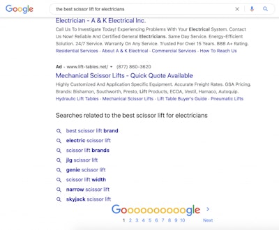 Look at the “Searches related to” section for semantically related keywords.