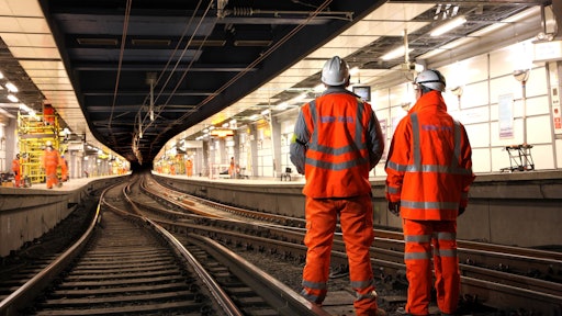 Workers at a job site at the Thameslink in London.