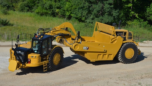 Cat 657 Wheel Tractor Scraper, Photo From High Perspective