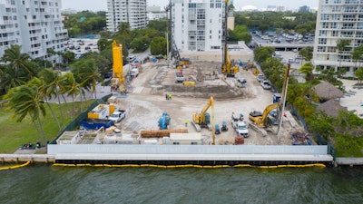 Engineers are using a state-of-the-art, 10-foot high-torque drill to create the bathtub by digging into the site’s crushed limestone, while simultaneously injecting cement slurry into the ground and blending it with the limestone rock and sand.