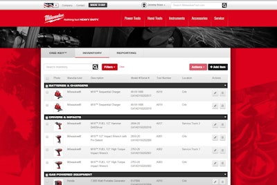 The inventory screen provided here shows how tools and equipment are logged into their cloud website and managed. Milwaukee is the only company that also allows their tools factory settings to be changed with a smartphone app to increase operating efficiency for given applications.