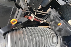 Install eye hooks on each side of the sweeper head and the broom.