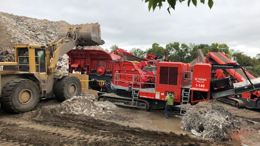 The concrete was crushed on-site for beneficial reuse. The team was also able to recycle ferrous and nonferrous metal, and any debris went to the landfill.