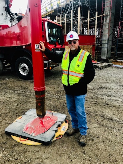 Jim Manson, president of Sun Concrete Pumping, uses 48-in. FiberMax FRP Composite outrigger pads.