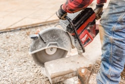 Battery power on the Milwaukee Tool MX FUEL 14-in. cut-off saws enable teams from Koetter Construction’s hardscape and masonry divisions to easily get the saws started and get right down to cutting.