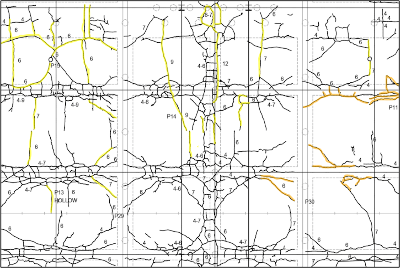 Troubleshooting cracks in concrete, Figure 2 - Crack Map