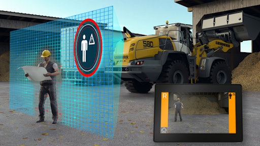 The moment the active personnel detection system identifies a source of danger, the brake assistant slows the wheel loader down to a standstill.