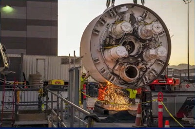 Elon Musk’s tunnel boring machine is electric powered and has an outside diameter of 14 ft., which is pretty small.
