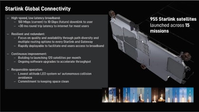 Starlink satellites are providing internet to remote locations at 100 Mbps download speeds.