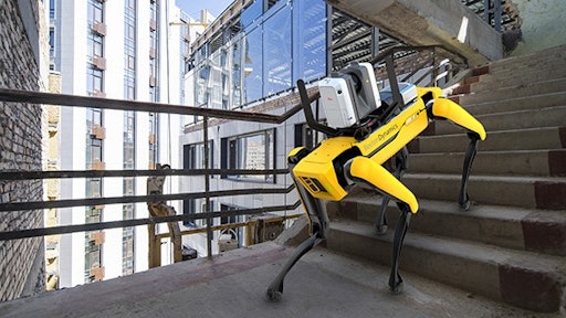 Leica Rtc360 On Boston Dynamics Spot Mobile Robot Covering Scans In Difficult Or Hazardous Terrains