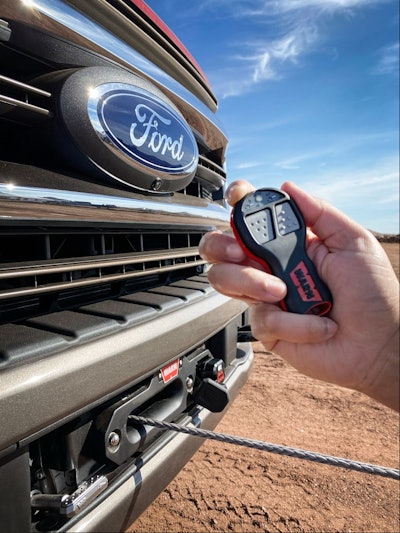 The Ford Performance Parts Winch by Warn offers 12,000 lbs. of winching power and will be available for 2020 and newer Super Duty trucks.