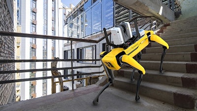 Leica Rtc360 On Boston Dynamics Spot Mobile Robot Covering Scans In Difficult Or Hazardous Terrains