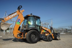 National Grid utilizing its CASE 580 EV backhoe-loader.