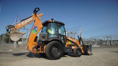 National Grid utilizing its CASE 580 EV backhoe-loader.