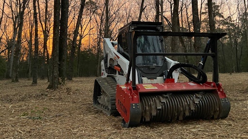 Peterson used a Bobcat T770 compact track loader with a Fecon Bull Hog attachment to tackle the land clearing test.